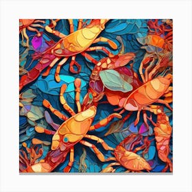 Seamless Pattern Of Shrimps 3 Canvas Print