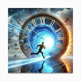 Man Running Through A Clock 1 Canvas Print