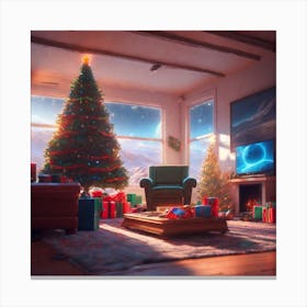 Christmas Tree In The Living Room 65 Canvas Print