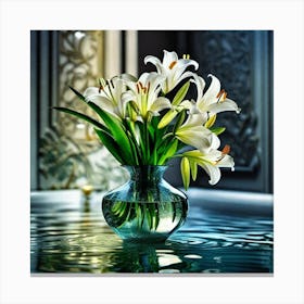 White Lilies In A Vase 3 Canvas Print