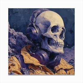 Skull With Headphones 4 Canvas Print