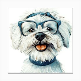 Dog With Glasses 76 Canvas Print