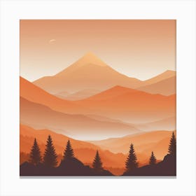 Misty mountains background in orange tone 4 Canvas Print