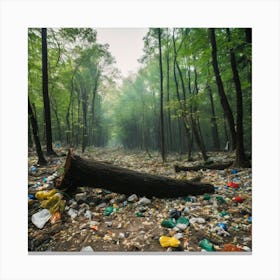 Plastic Waste In The Forest Canvas Print