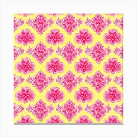 Pink And Yellow Floral Pattern Canvas Print