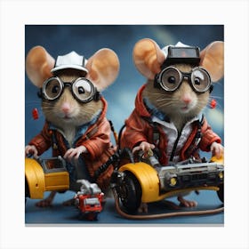 Two Mice In Space Suits Canvas Print