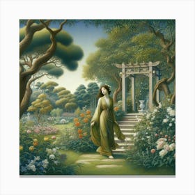 Lady In The Garden 3 Canvas Print