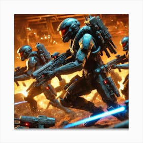 A Detailed Scene Depicting The Martian Shock Troopers Canvas Print