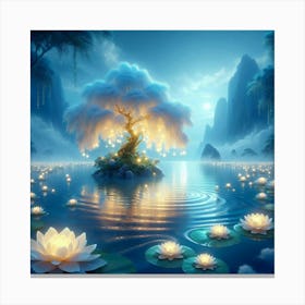 Lotus Tree In Water Canvas Print