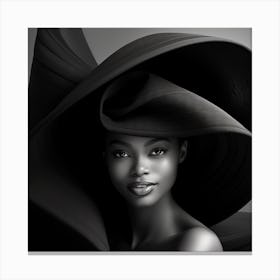 Portrait Of African American Woman In Black Hat Canvas Print