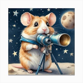 Hamster With Telescope 11 Canvas Print