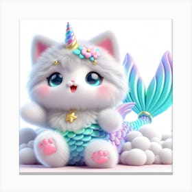 Cute Mermaid Caticorn 3 Canvas Print