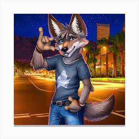 Desert city coyote Canvas Print