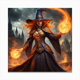 Witch With Fire 1 Canvas Print