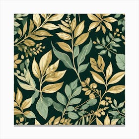 Gold Leaves Seamless Pattern Canvas Print