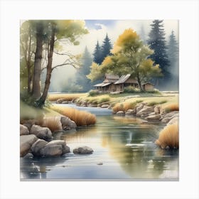 Cabin By The River 3 Canvas Print