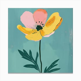 Buttercup Square Flower Illustration Canvas Print