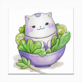 Cat In A Bowl Canvas Print