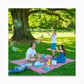 Family Enjoys A Leisurely Day In The Park Picnic Setup On A Checkered Blanket Laughter Playing Fr 2 1 Stampe su tela