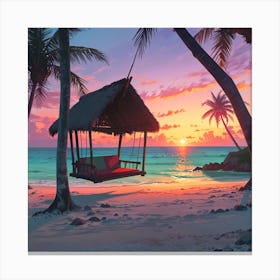 Sunset On The Beach Canvas Print