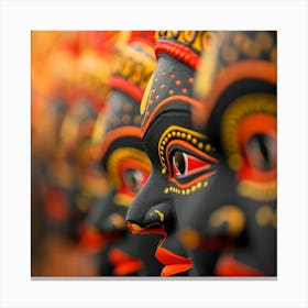 Row Of Indian Masks Canvas Print