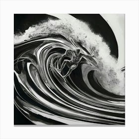 Black And White Surfer 1 Canvas Print