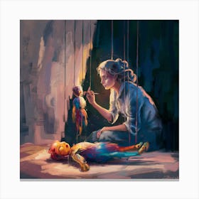 Woman Plays With A Doll Canvas Print