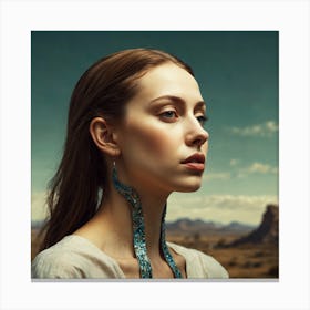 Portrait Of A Woman In The Desert Canvas Print