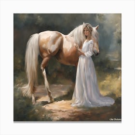 Woman And A Horse Canvas Print