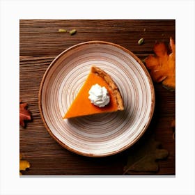 Firefly Top View Of A Pumpkin Pie Slice With Whipped Cream On Rustic Table 49454 (2) Canvas Print