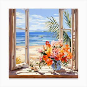 Open Window On The Beach Canvas Print