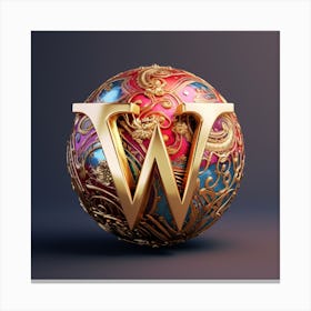 Gold Letter W Canvas Print