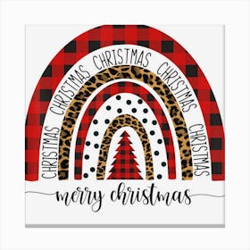 Merry Christmas Plaid Boho Leopard Rainbow Xmas 1 Canvas Print