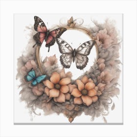 Butterflies And Flowers Canvas Print