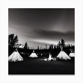 Teepees At Night 15 Canvas Print