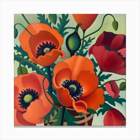Poppies In A Vase 2 Canvas Print