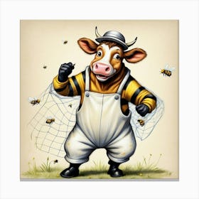 Beekeeper Cow Canvas Print