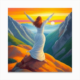 Woman with open arms in a sign of hope Canvas Print