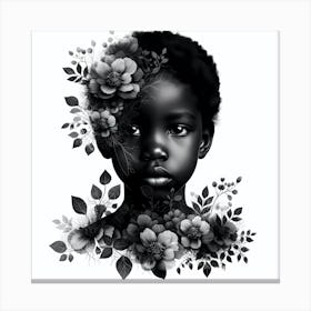 Black Girl With Flowers Art Print  Canvas Print
