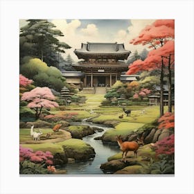 In The Garden Nara Park Japan Art Print 2 Canvas Print