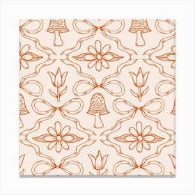 Spring Toile Print In Orange Canvas Print