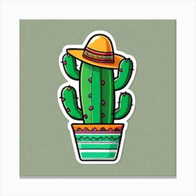 Mexico Cactus With Mexican Hat Sticker 2d Cute Fantasy Dreamy Vector Illustration 2d Flat Cen (25) Canvas Print