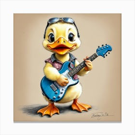 Duck With Guitar 7 Canvas Print