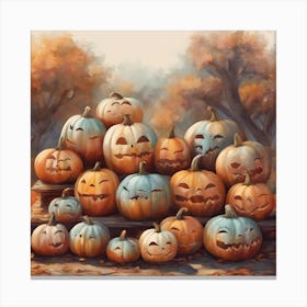 Halloween Pumpkins Cute Painted Pumpkins ( Bohemian Design ) Canvas Print