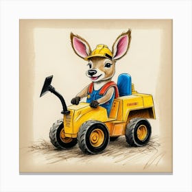 Deer Driving A Bulldozer Canvas Print