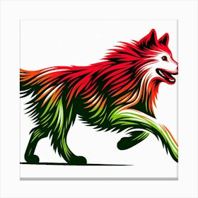 Wolf Green and Red Logo Canvas Print