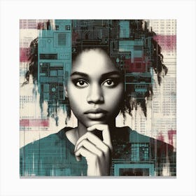 Girl With A Computer Canvas Print