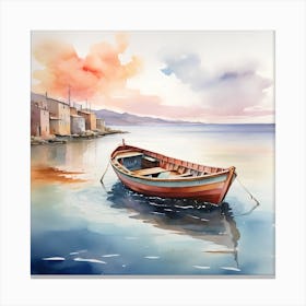 Watercolor Boat Painting Canvas Print