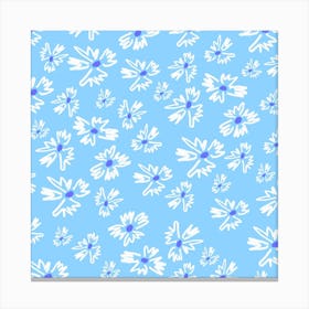 Daisies On A Blue Background Canvas Print