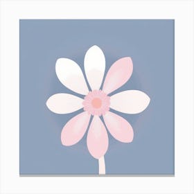 A White And Pink Flower In Minimalist Style Square Composition 154 Canvas Print